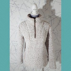 Thread & Supply Ivory Tan Fleece Teddy Quarter Zip Wubby Pullover